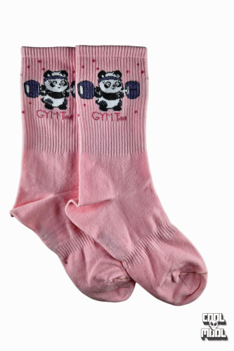 جوراب نخ پنبه پاندا ورزشکار صورتی