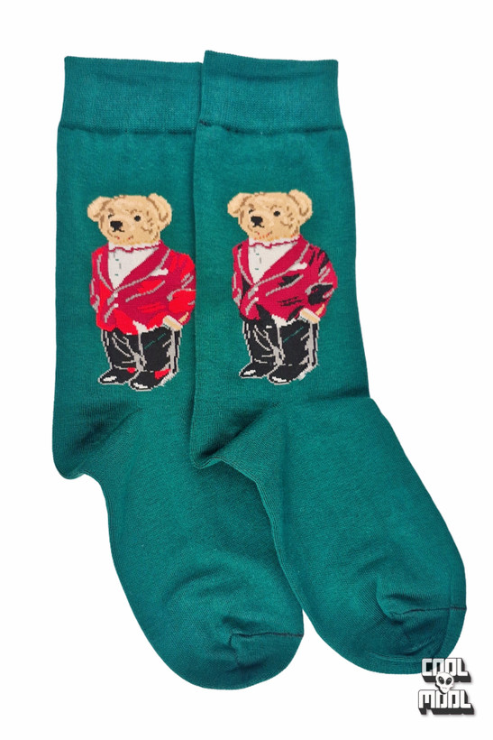 جوراب نخ پنبه خرس تدی سبز