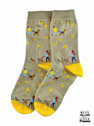 جوراب نخ پنبه دختر و سگ زرد