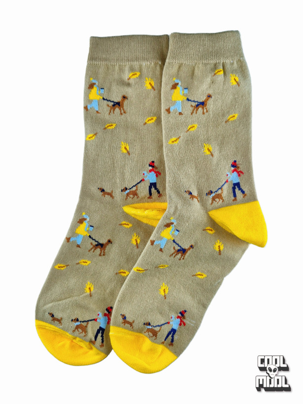 جوراب نخ پنبه دختر و سگ زرد