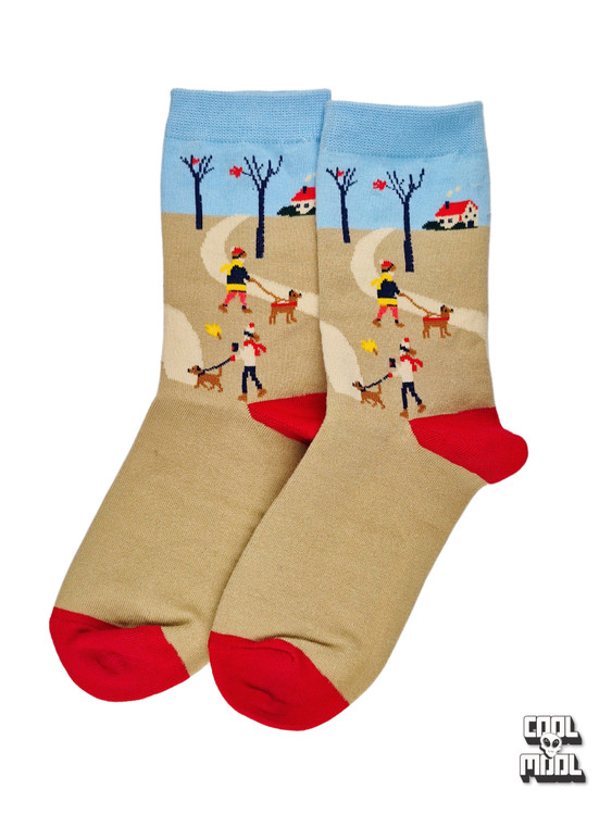 جوراب نخ پنبه دختر و سگ قرمز