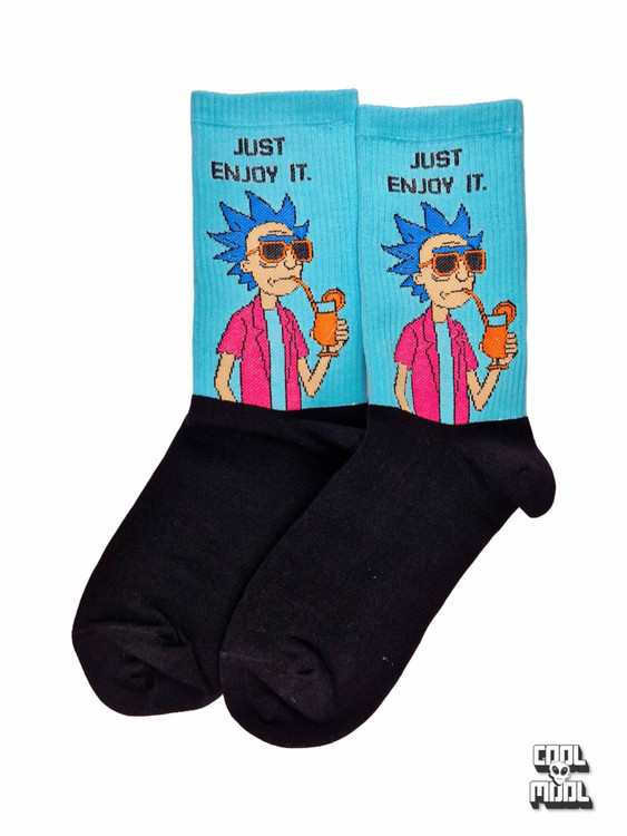 جوراب نخ پنبه ریک آبی ساق کبریتی