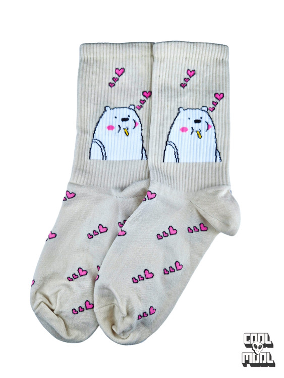 جوراب نخ پنبه خرس قطبی قلبی