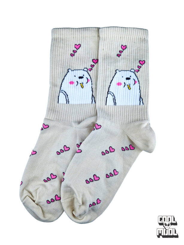 جوراب نخ پنبه خرس قطبی قلبی