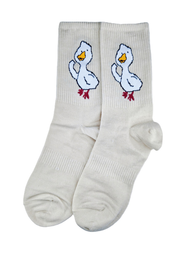 جوراب نخ پنبه اردک سفید شیری