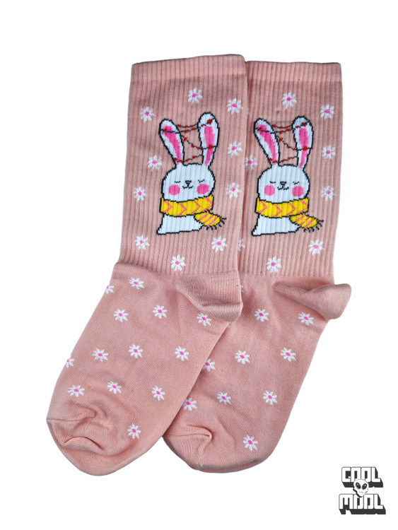 جوراب نخ پنبه خرگوش صورتی