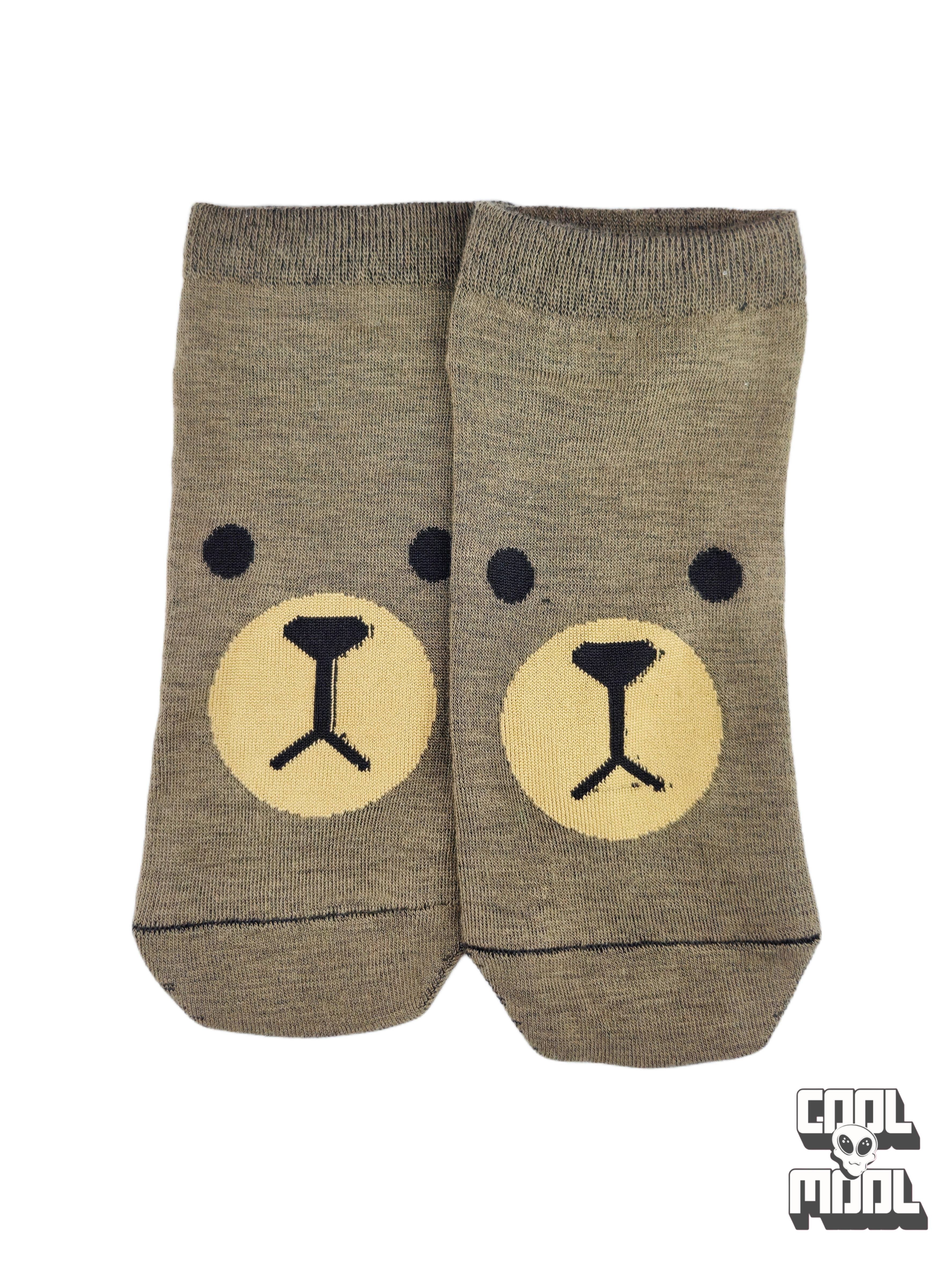 جوراب نخ پنبه مچی خرسی قهوه ایی