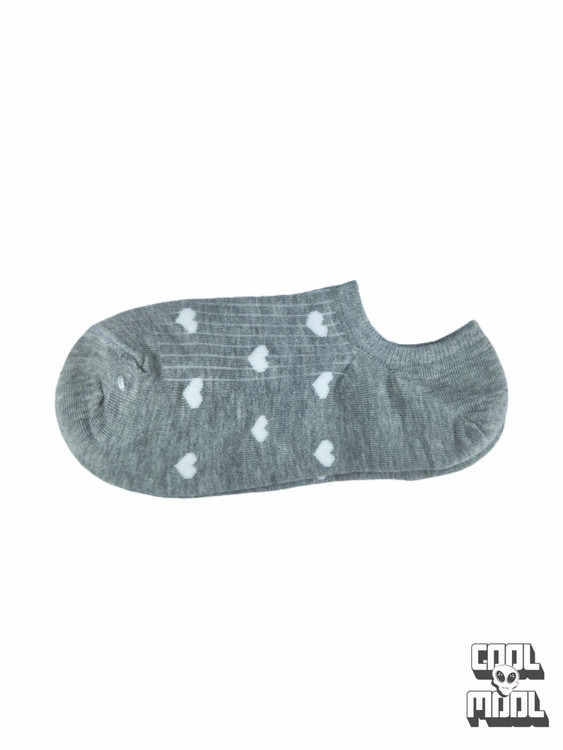 جوراب نخ پنبه مچی قلبی خاکستری