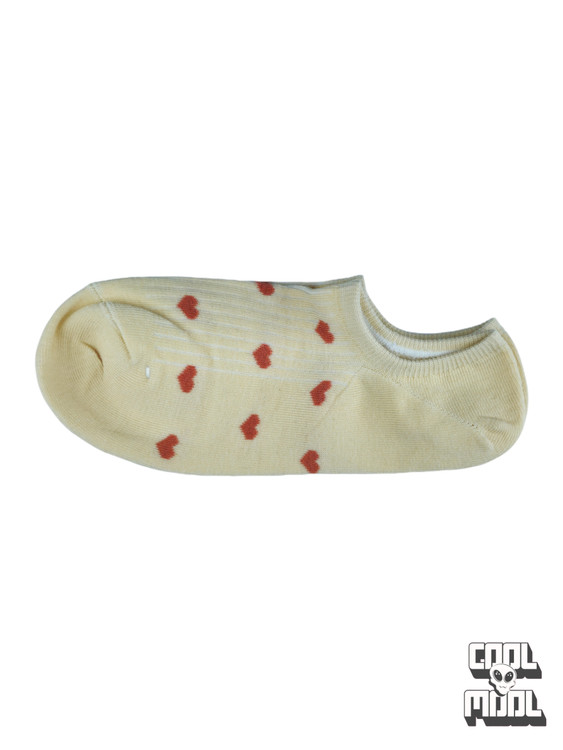 جوراب نخ پنبه مچی قلبی سفید شیری