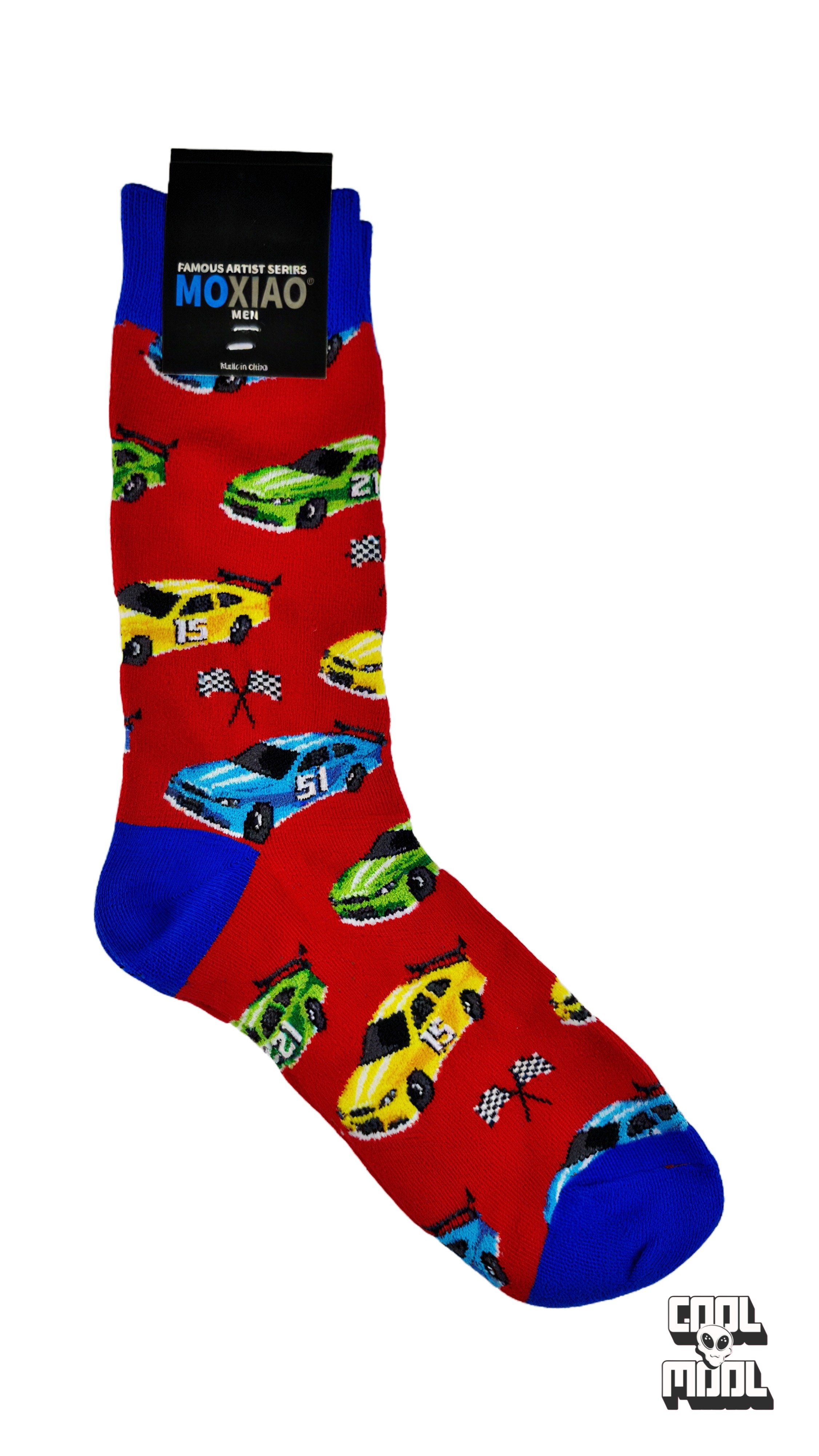 جوراب مردانه وارداتی طرح ماشین مسابقه‌ای رنگی