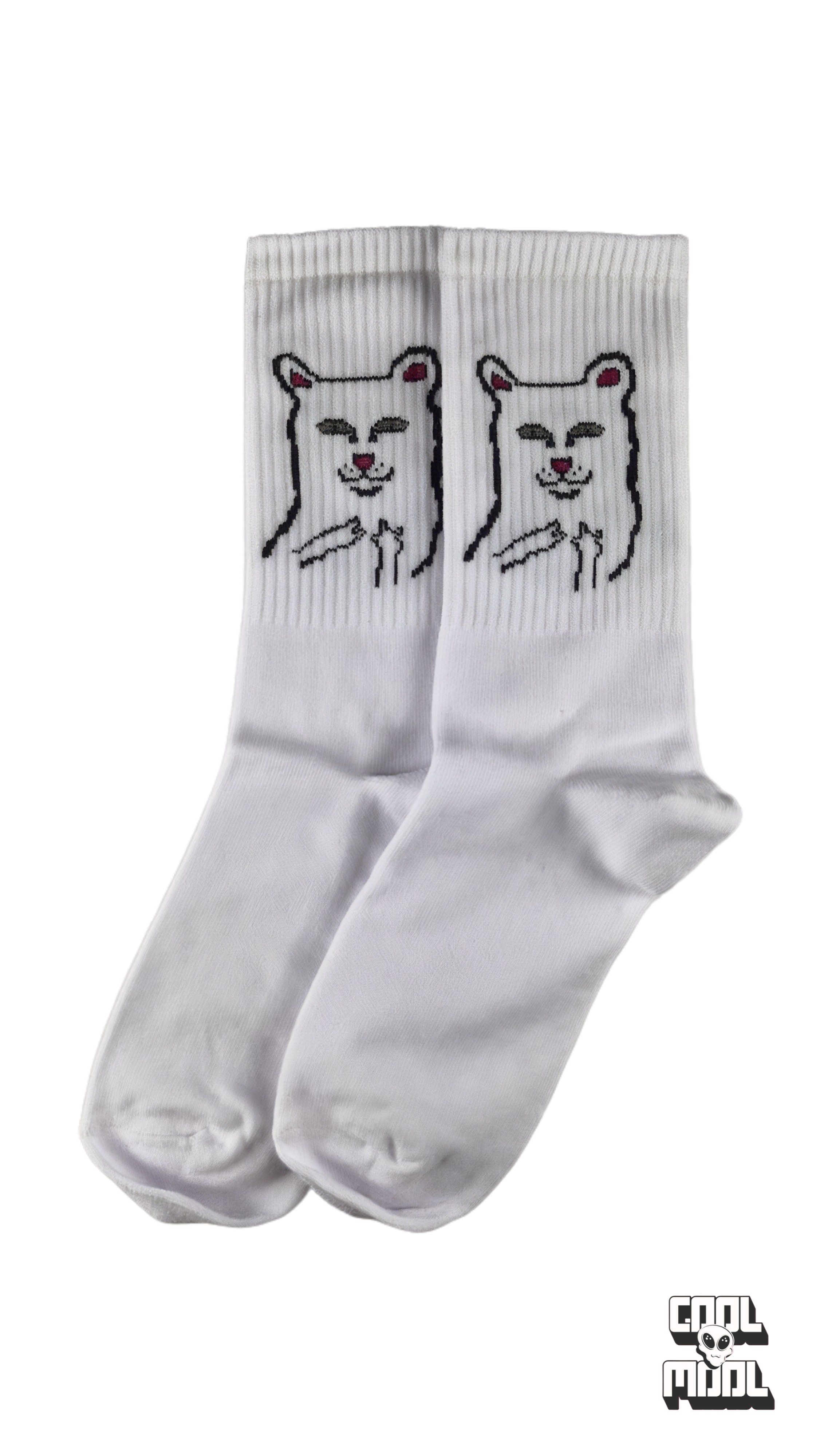 جوراب ساقدار نخ پنبه گربه بی ادب سفید