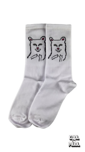 جوراب ساقدار نخ پنبه گربه بی ادب سفید