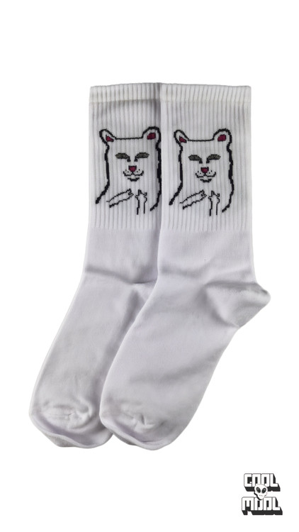 جوراب ساقدار نخ پنبه گربه بی ادب سفید