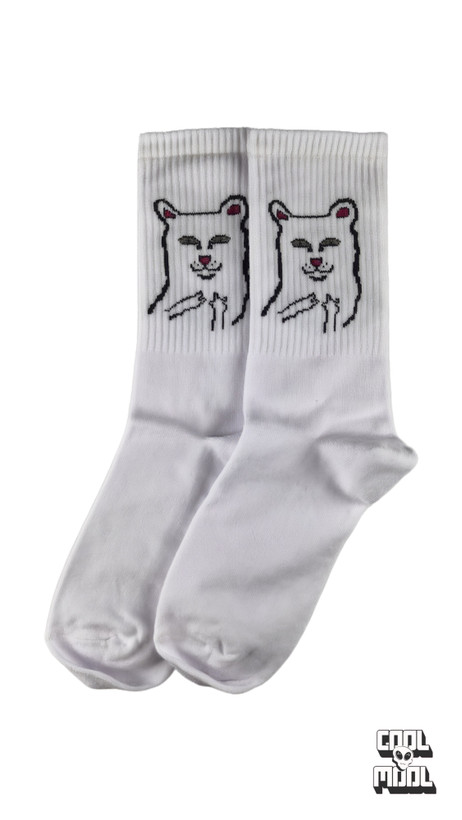 جوراب ساقدار نخ پنبه گربه بی ادب سفید