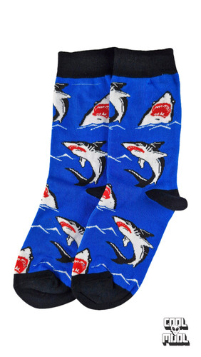 جوراب نخ پنبه ساقدار طرح کوسه های وحشی