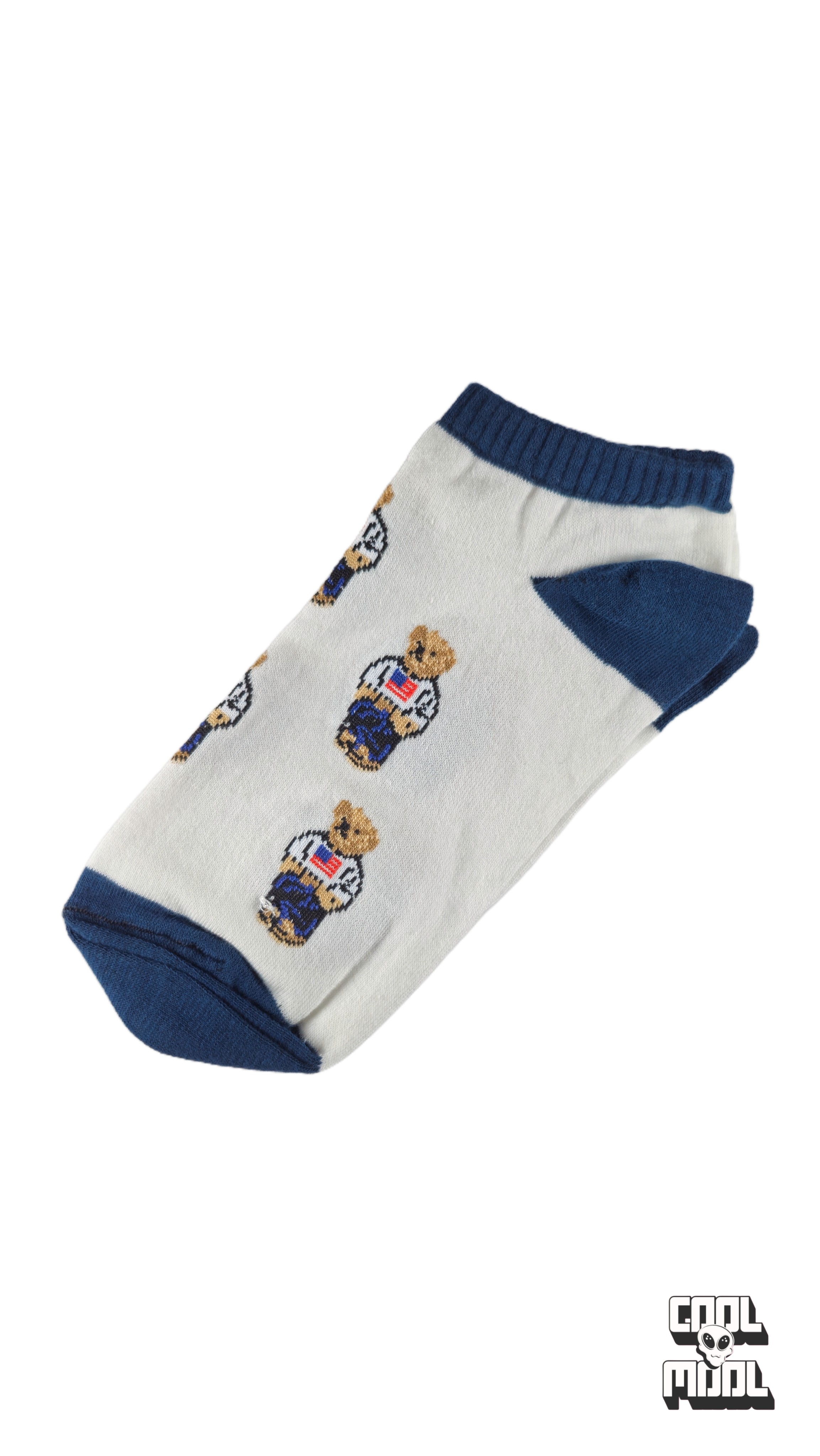 جوراب‌ مچی طرح خرس پولوسفید-سرمه‌ای