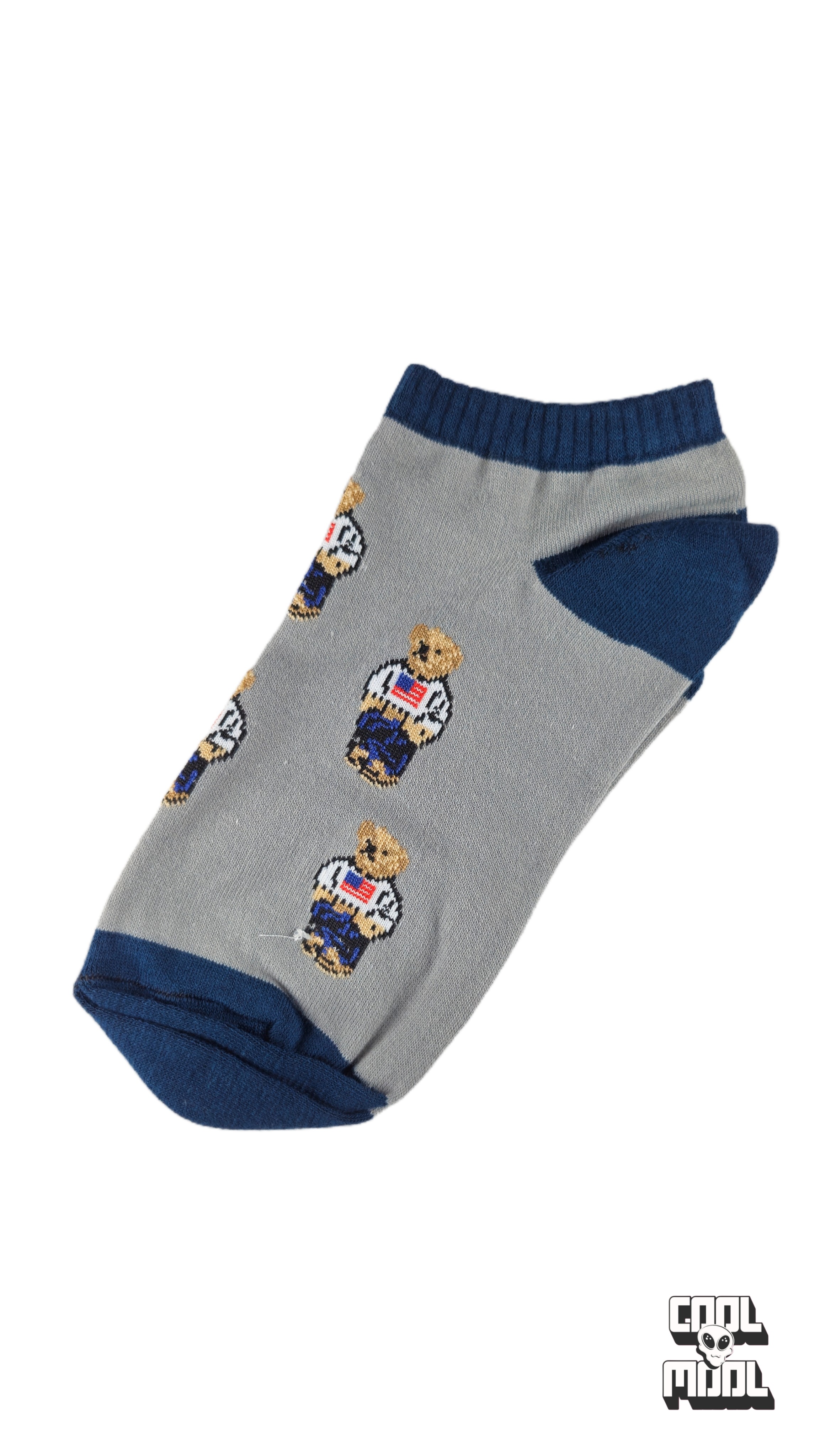 جوراب‌ مچی طرح خرس پولو طوسی-سرمه‌ای