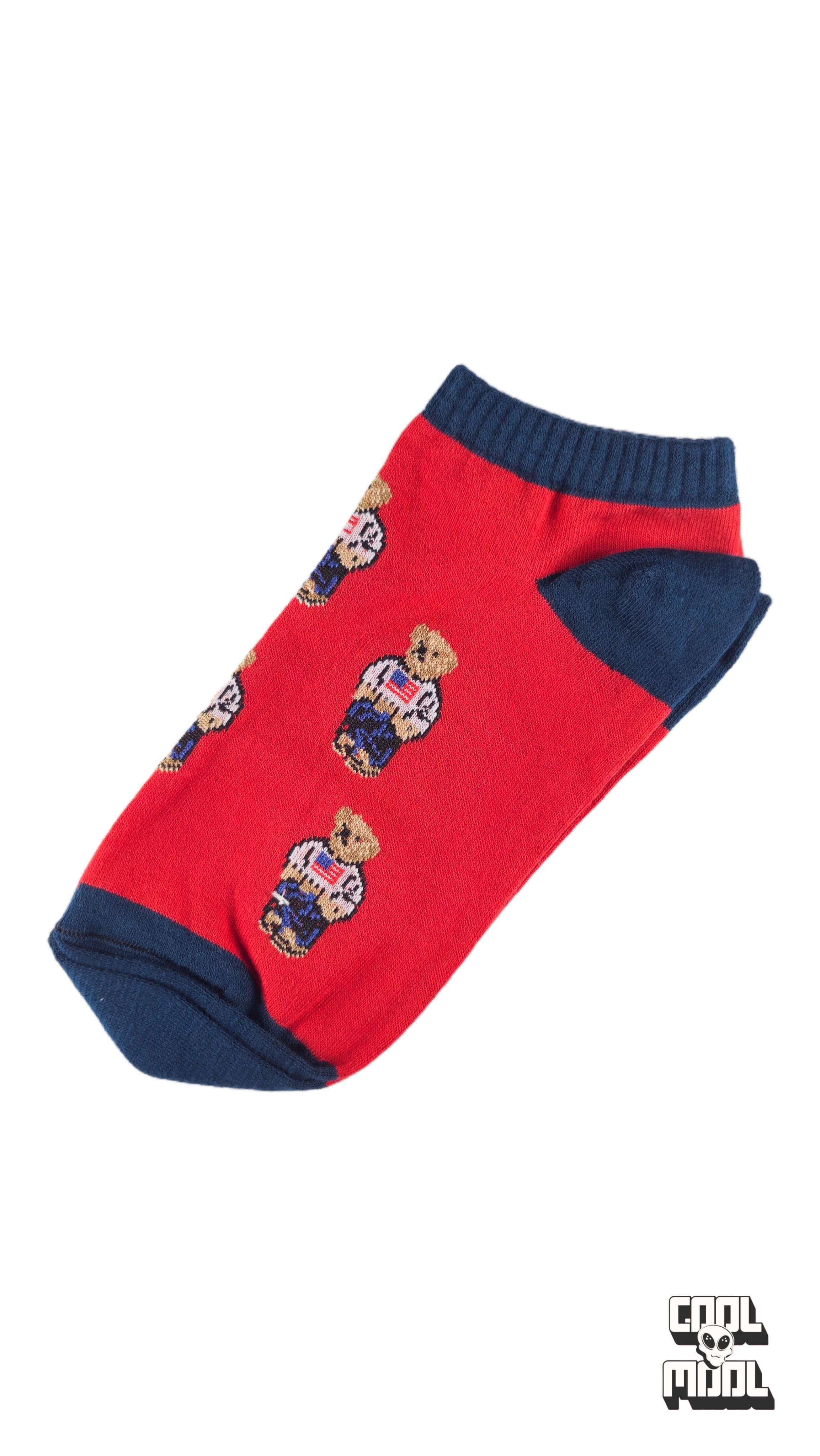 جوراب‌ مچی طرح خرس پولو قرمز-سرمه‌ای