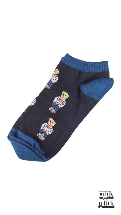جوراب مچی طرح خرس پولو مشکی-سرمه ای