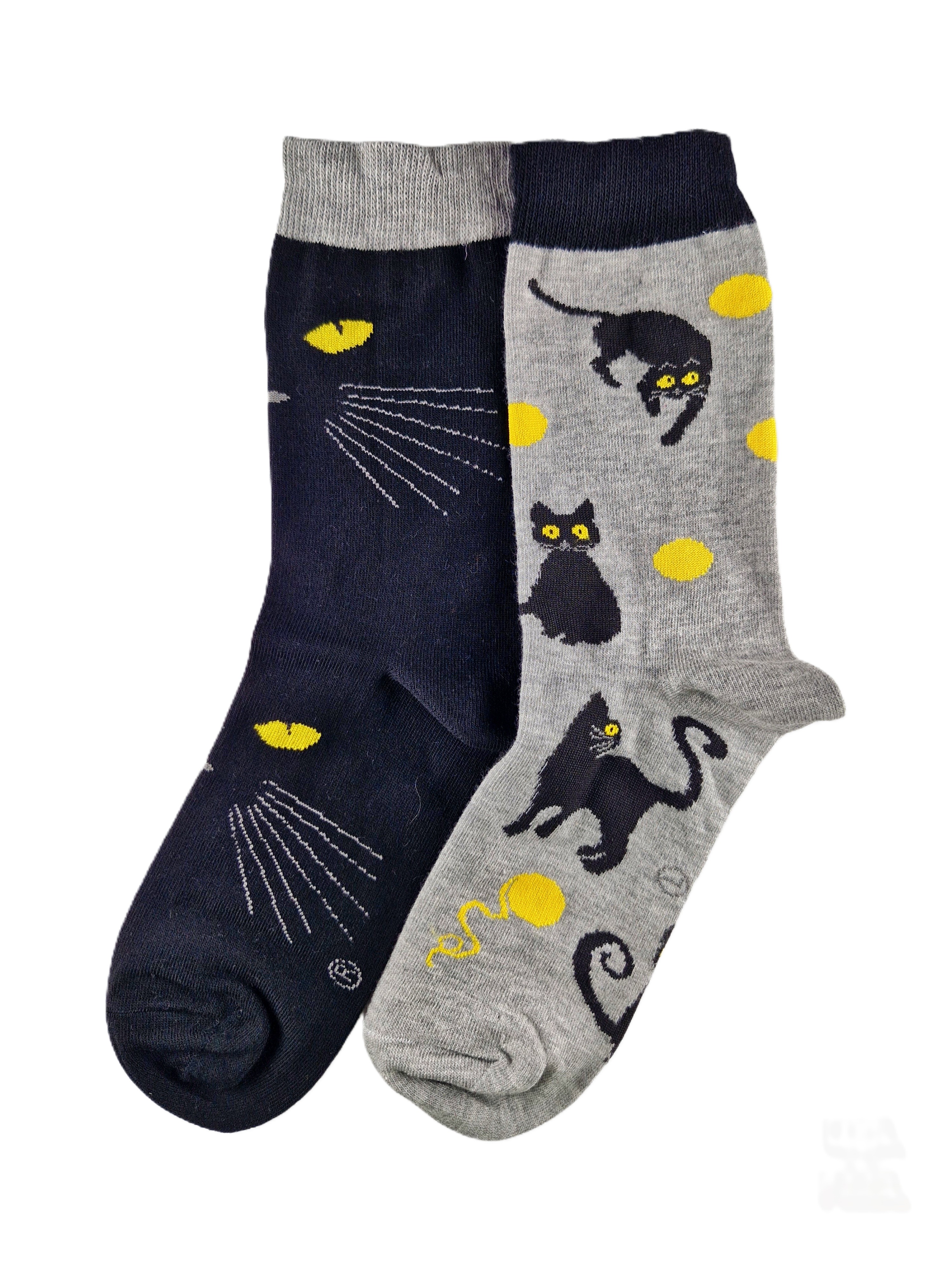 جوراب نخ پنبه لنگه به لنگه گربه طوسی مشکی