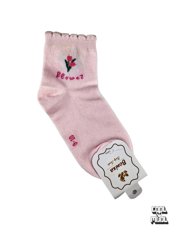 جوراب کودک طرح گل لاله (رنگ صورتی ملایم) 9-10 سال