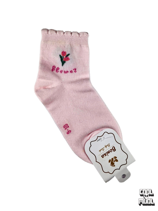 جوراب کودک طرح گل لاله (رنگ صورتی ملایم) 9-10 سال