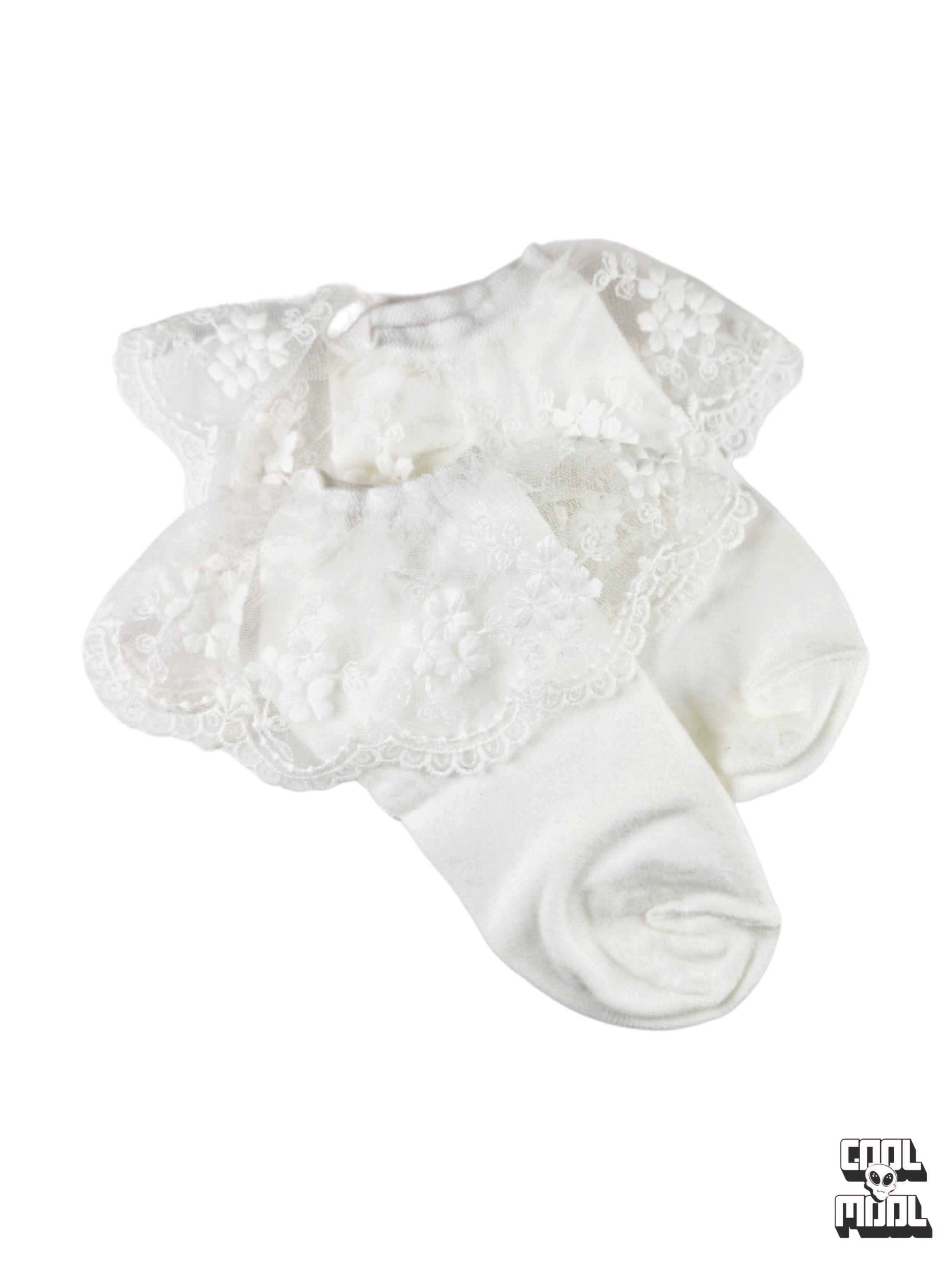 جوراب ساق کوتاه زنانه مجلسی لب توری (سفید یخچالی)