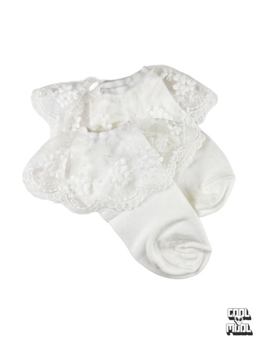 جوراب ساق کوتاه زنانه مجلسی لب توری (سفید یخچالی)