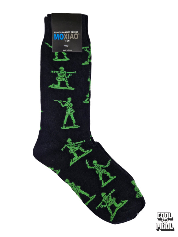جوراب ساقدار مردانه طرح سرباز سبز (مشکی)