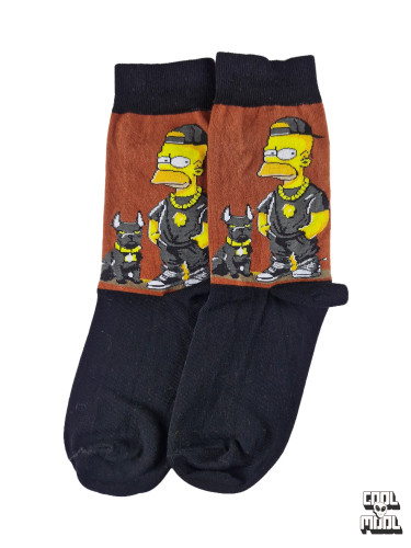 جوراب ساقدار با طرح بارت سیمپسون رپر (مشکی-نارنجی)