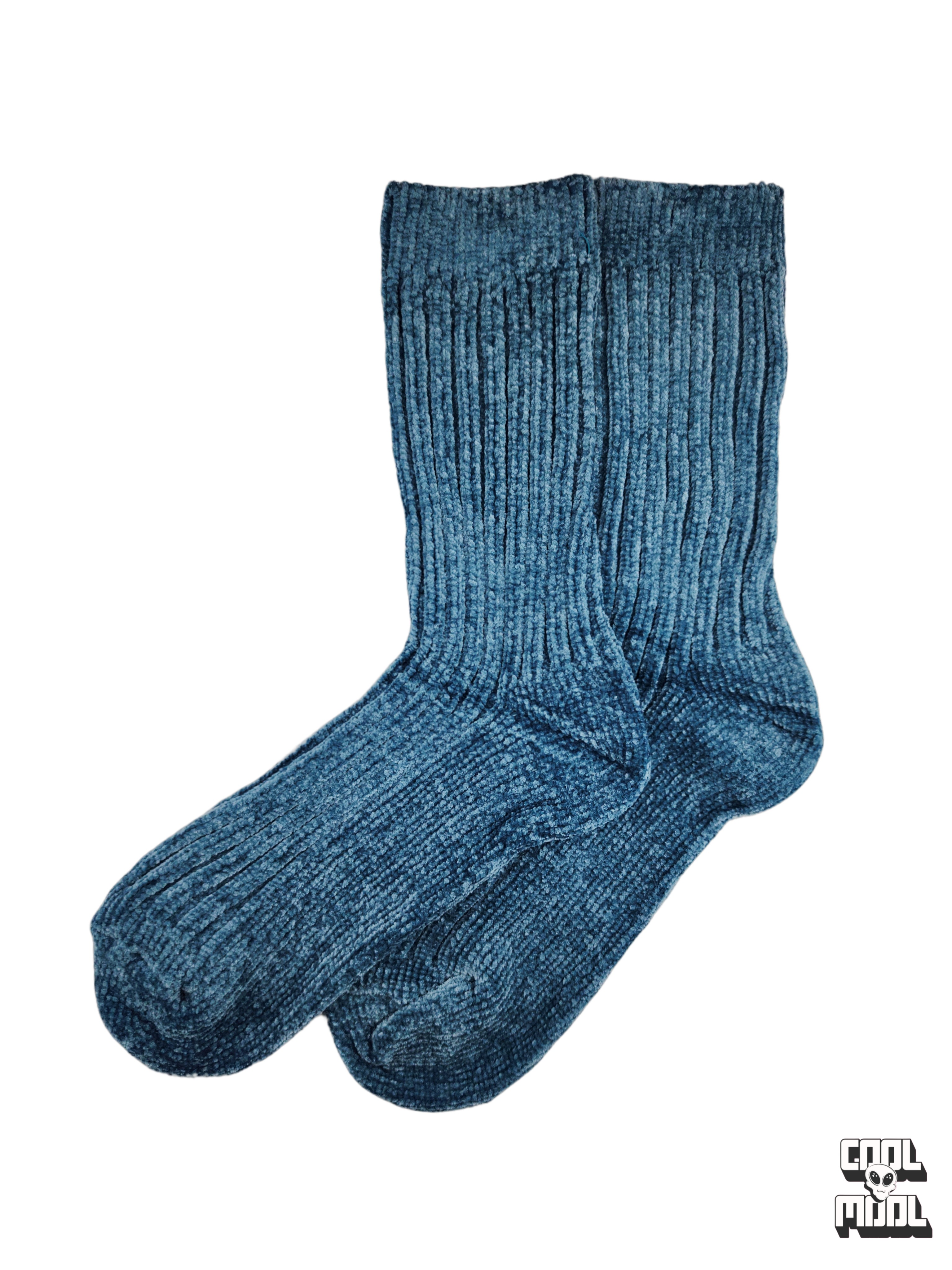 جوراب ساقدار زنانه مخمل کبریتی آبی نفتی