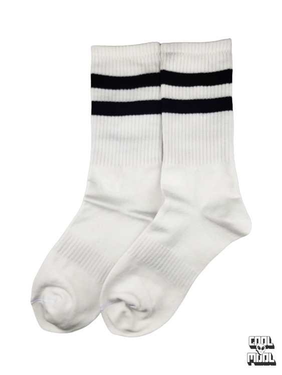 جوراب اسپرت ساقدار 🏅 طرح خطدار (رینگی) کلاسیک سفید