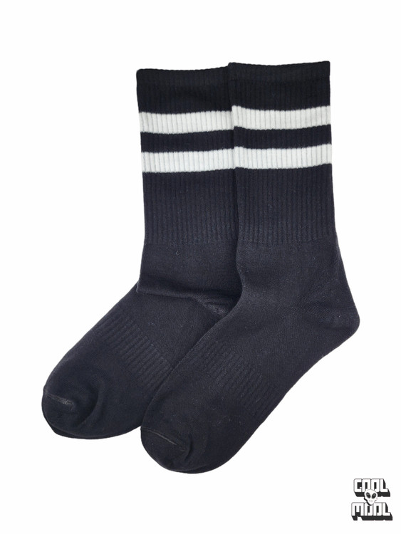 جوراب اسپرت ساقدار 🏅 طرح خطدار (رینگی) کلاسیک مشکی