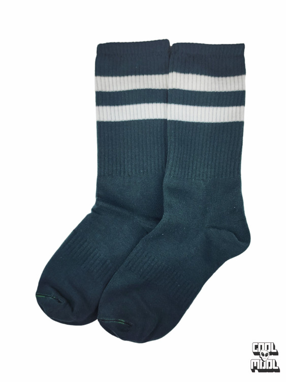 جوراب اسپرت ساقدار 🏅 طرح خطدار (رینگی) کلاسیک سبز تیره