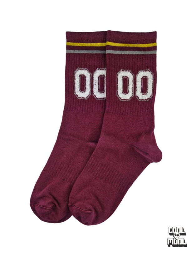 جوراب ساق بلند طرح اعداد ورزشی (Number Socks) | زرشکی