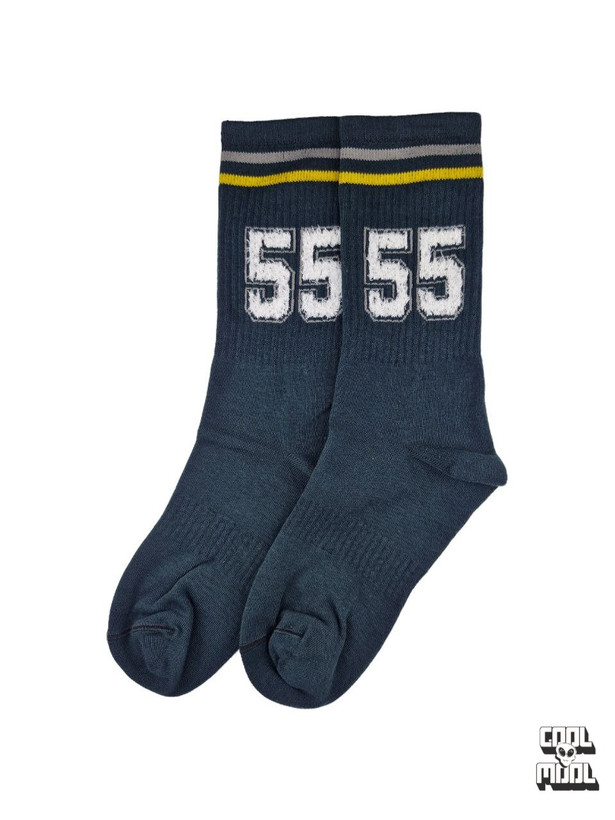 جوراب ساق بلند طرح اعداد ورزشی (Number Socks) | مشکی دودی