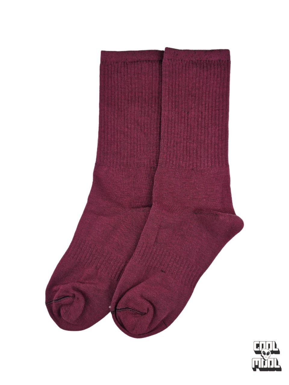 جوراب ساق بلند ساده (بیسیک) بافت کبریتی زرشکی