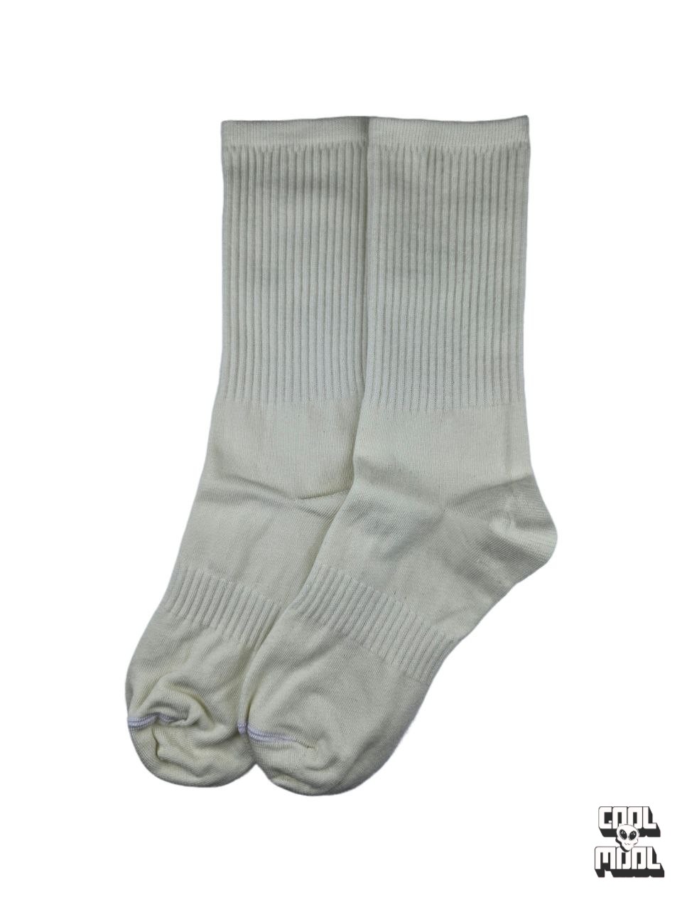 جوراب ساق بلند ساده (بیسیک) بافت کبریتی سفید