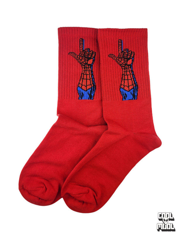 جوراب ساق بلند ابرقهرمانی طرح اسپایدرمن (Middle Finger) – مدل جسور و شوخ!