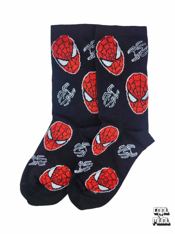 جوراب ساق بلند طرح ماسک اسپایدرمن – مدل ماسک و تارعنکبوت! 🕷️🖤