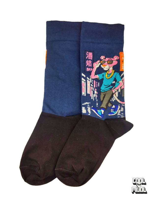 جوراب ساقدار طرح پلنگ صورتی رترو 🏙️ | خیابان های توکیو💥🌃