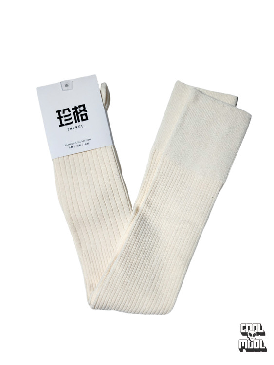 جوراب بالای زانو بافت کبریتی (Over Knee) وارداتی، نخی و ضد حساسیت – ترند محبوب امسال! سفید شیری