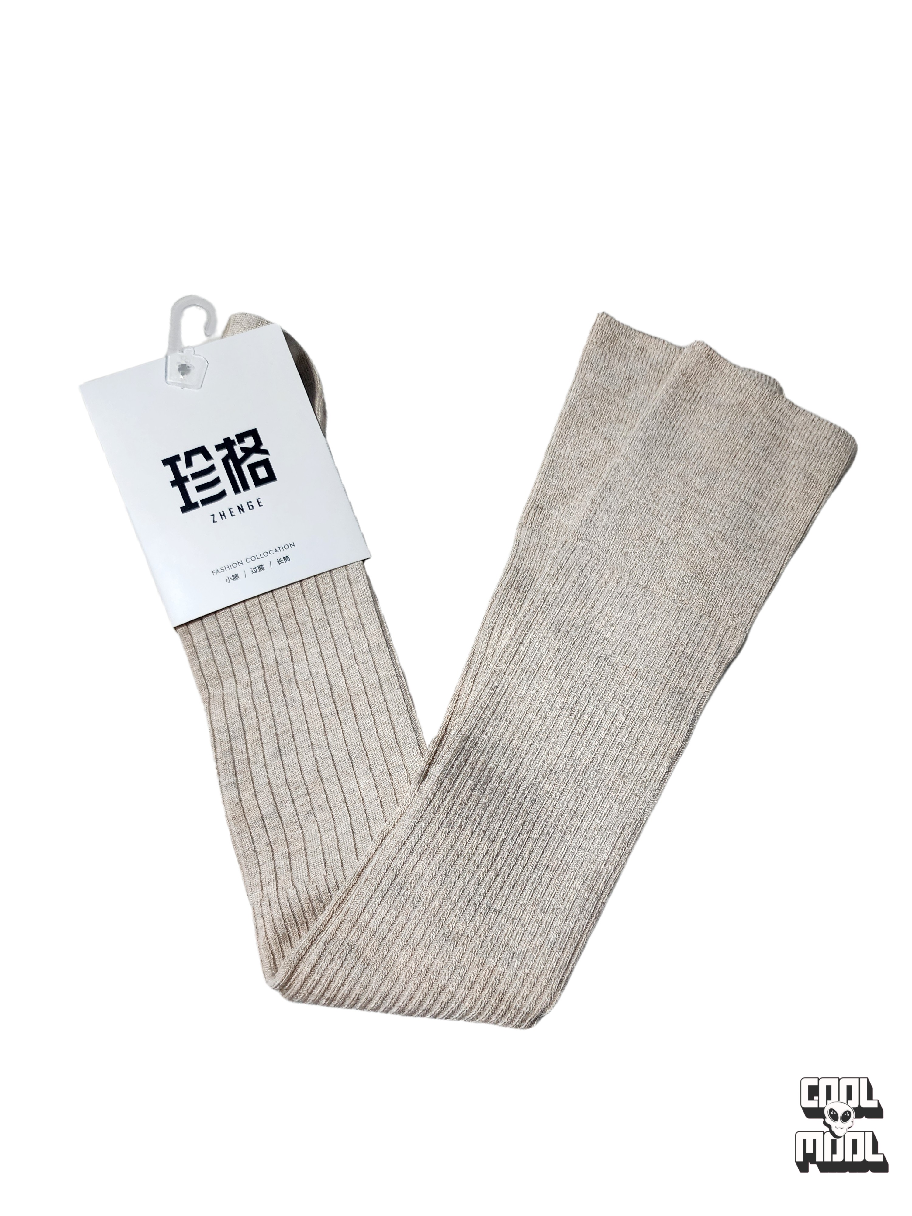 جوراب بالای زانو بافت کبریتی (Over Knee) وارداتی، نخی و ضد حساسیت – ترند محبوب امسال! نسکافه‌ای روشن