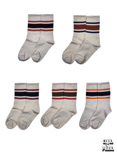 جوراب ساقدار راهراه کالج (Old School Stripe) | بافت نخپنبه، استایل وینتیج و راحتی ورزشی!