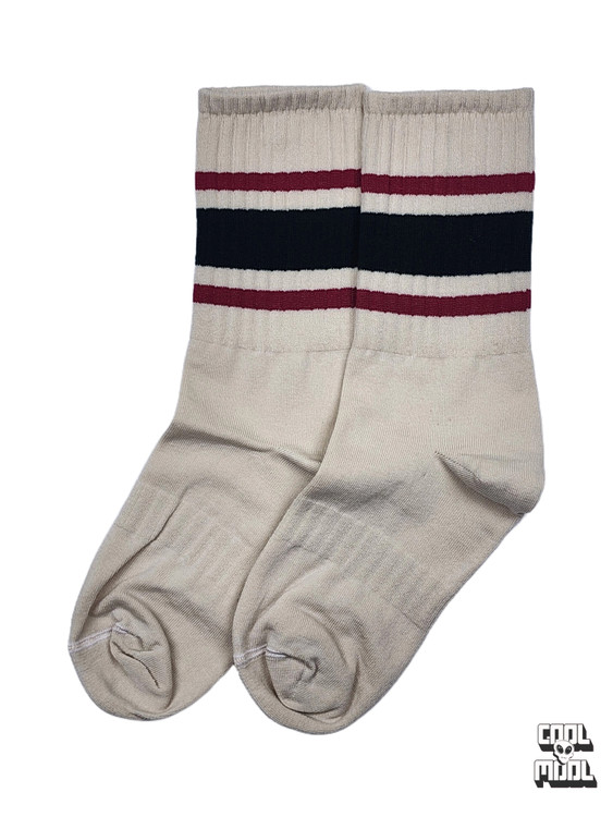 جوراب ساقدار راهراه کالج (Old School Stripe) | بافت نخپنبه، استایل وینتیج و راحتی ورزشی!