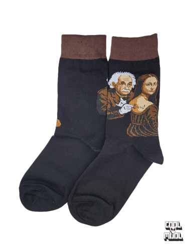 جوراب ساقدار انیشتین و مونالیزا زمینه مشکی