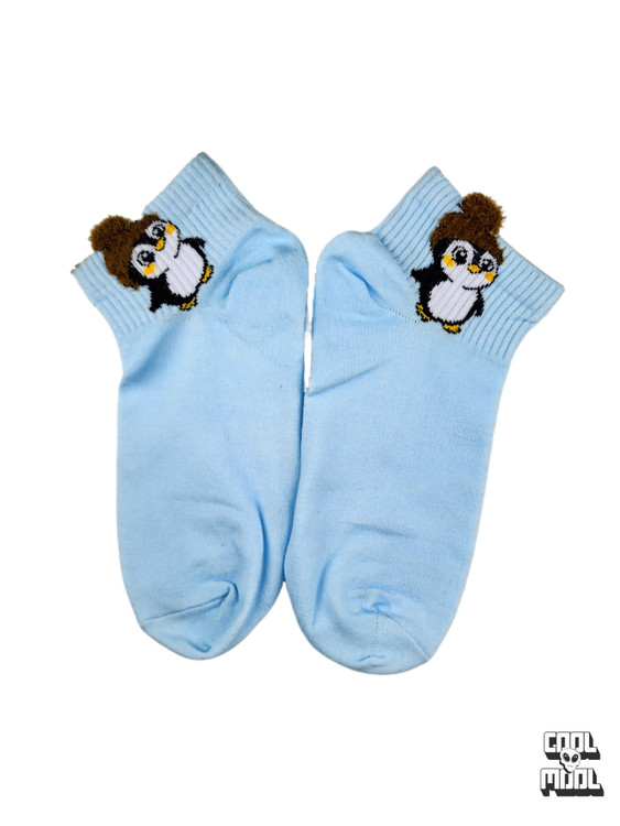 جوراب مچی طرح «پنگوئنِ پومپومدار» آّبی