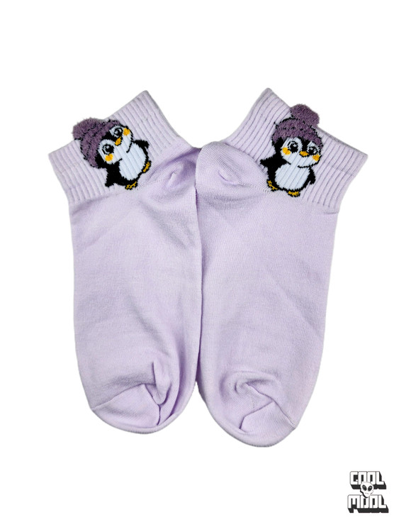 جوراب مچی طرح «پنگوئنِ پومپومدار» صورتی