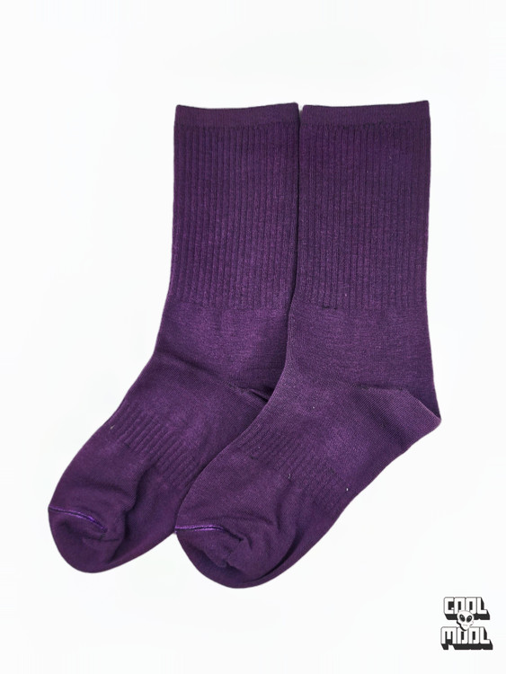 جوراب ساق بلند ساده (بیسیک) بافت کبریتی بنفش