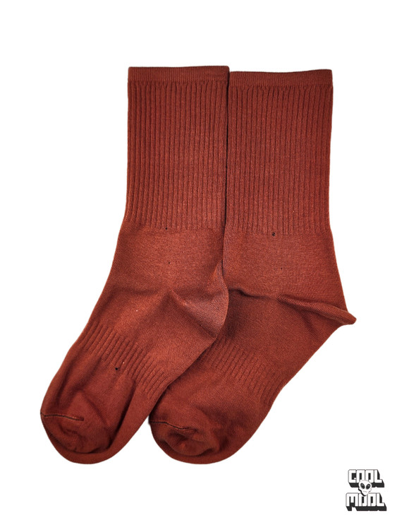 جوراب ساق بلند ساده (بیسیک) بافت کبریتی نارنجی آجری
